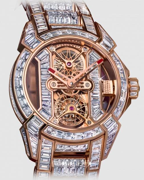 Jacob & Co. EPIC X TOURBILLION SKELETON BAGUETTE ROSE GOLD DIAMOND BRACELET Watch Replica EX510.40.BD.BD.A40BD Jacob and Co Watch Price